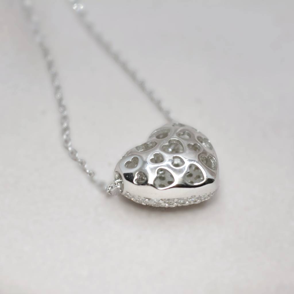Romantic Heart-Shaped Diamond Like Necklace For Women - 925 Silver Jewelry : 1282