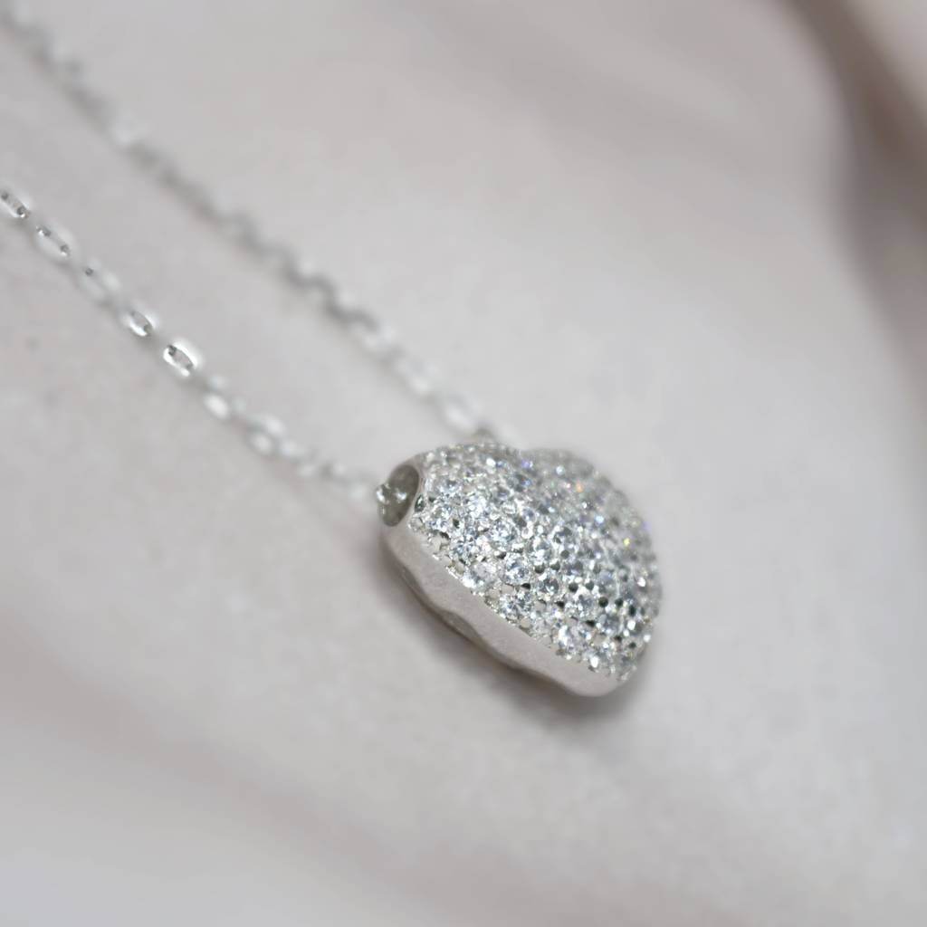 Romantic Heart-Shaped Diamond Like Necklace For Women - 925 Silver Jewelry : 1282