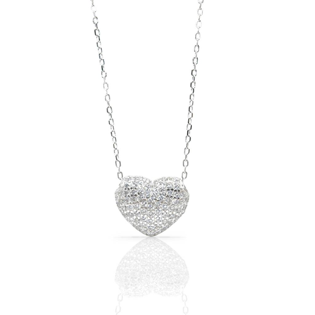 Romantic Heart-Shaped Diamond Like Necklace For Women - 925 Silver Jewelry : 1282