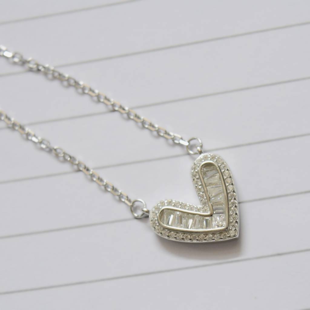 Delicate Heart Necklace For Women - 925 Silver Jewelry : 1283