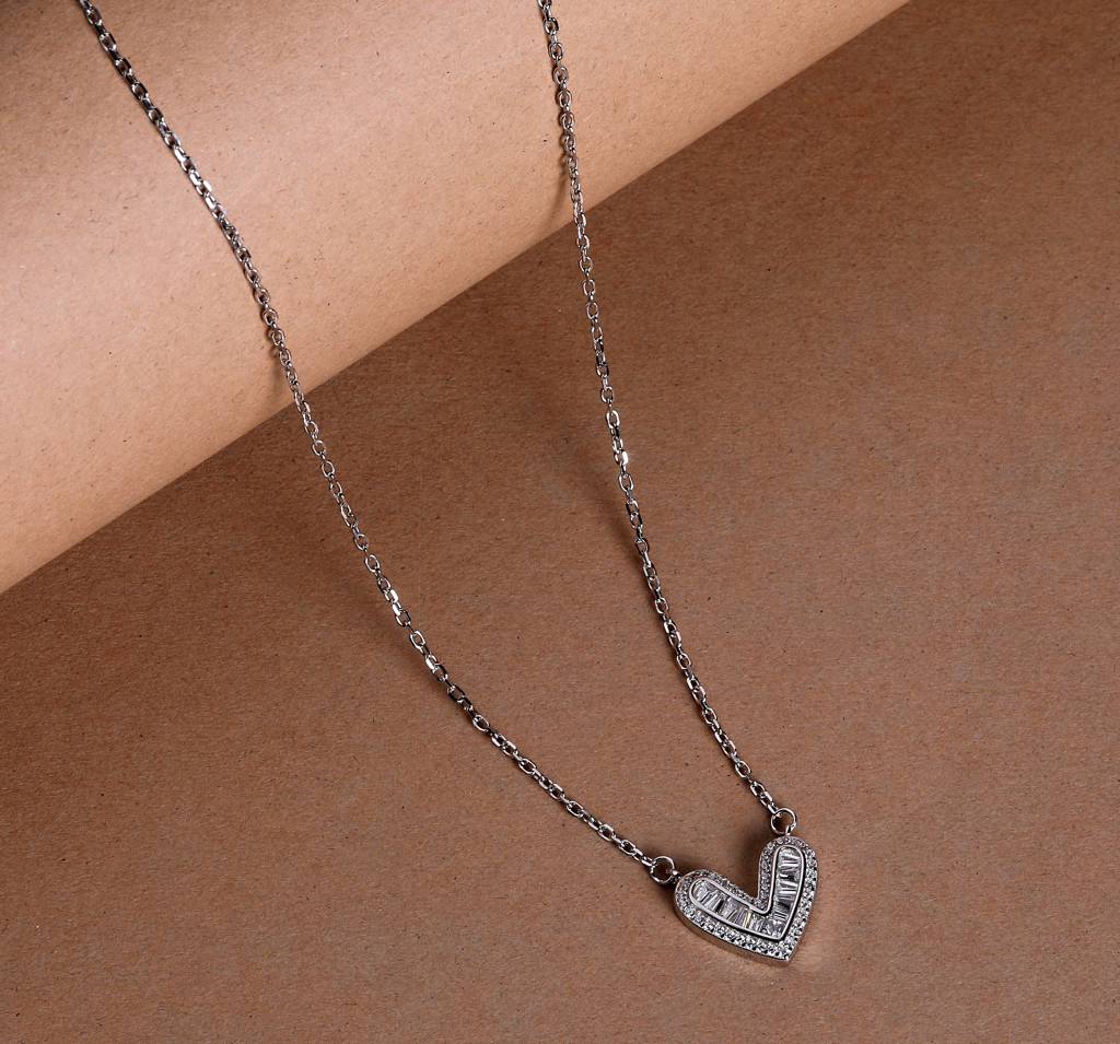 Delicate Heart Necklace For Women - 925 Silver Jewelry : 1283