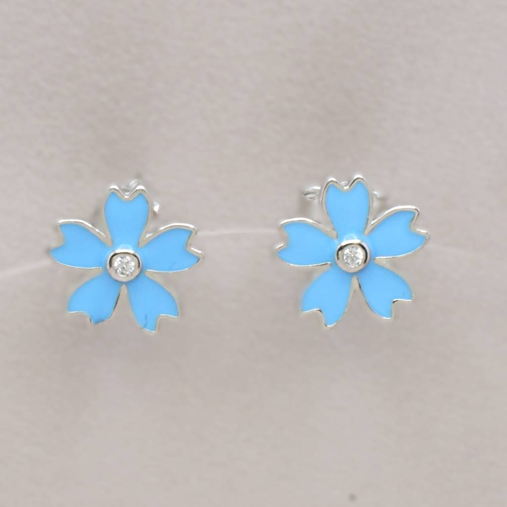 Blue Flower Necklace Set For Teens - 925 Silver Jewelry : 1285