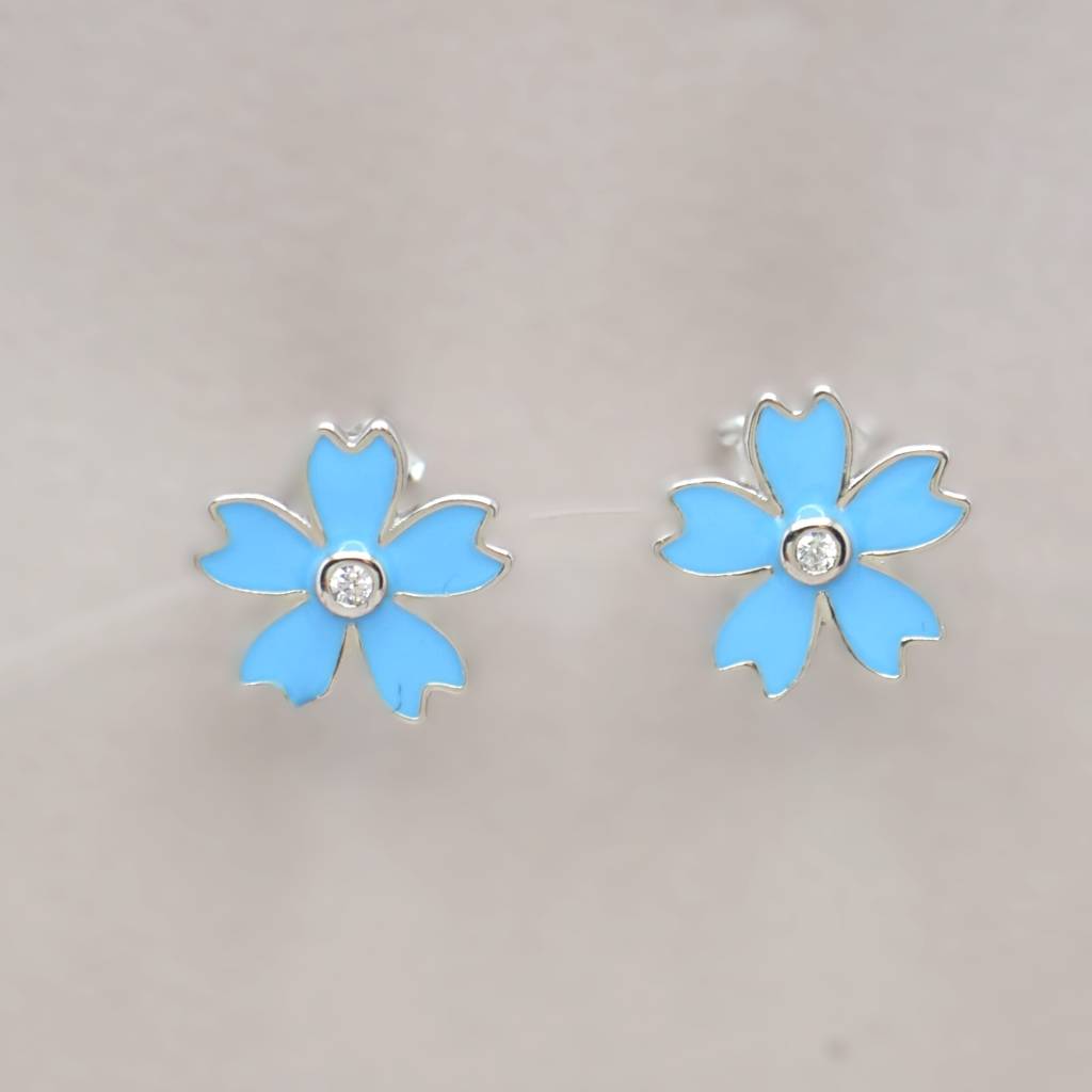 Blue Flower Necklace Set For Teens - 925 Silver Jewelry : 1285