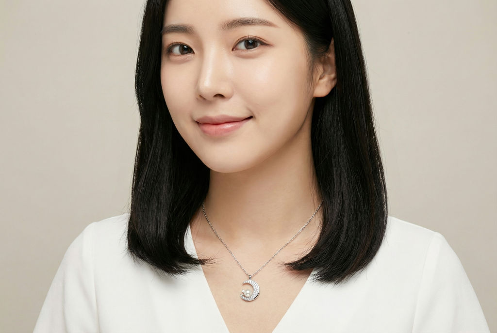 The "Dreamer" Crescent Moon & Pearl Necklace : YUFSNL215