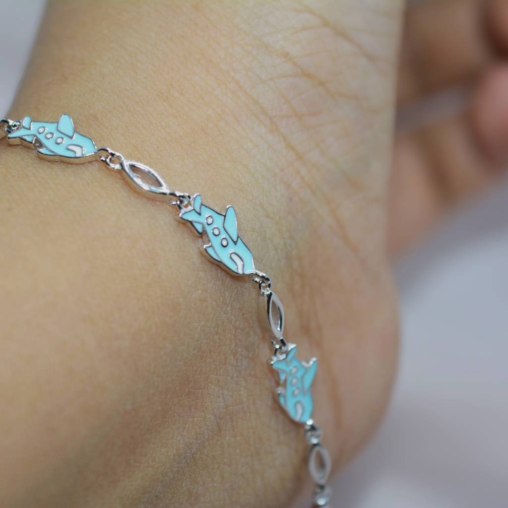 Playful Airplane Charm Bracelet For Teens - 925 Silver Jewelry : 1287