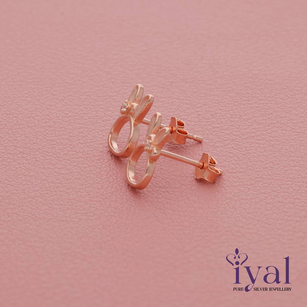 Bunny Rose Gold Polish 925 Silver Stud(3+ Yrs) : 129