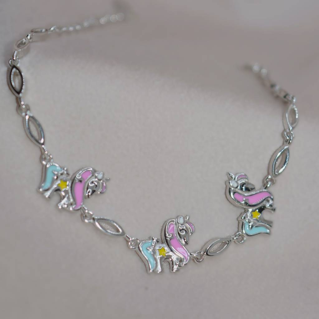 Magical Unicorn Charm Bracelet - 925 Silver Jewelry : 1290