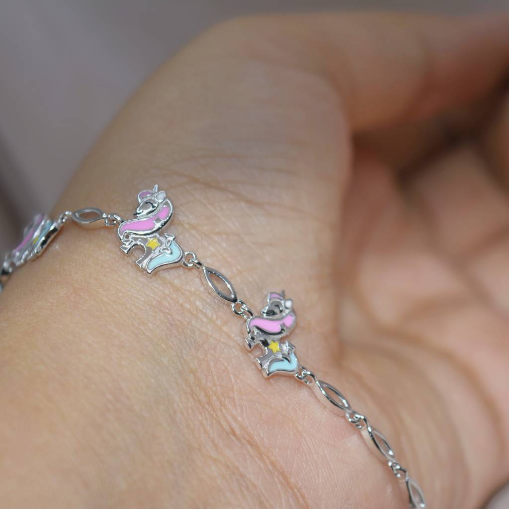 Magical Unicorn Charm Bracelet - 925 Silver Jewelry : 1290