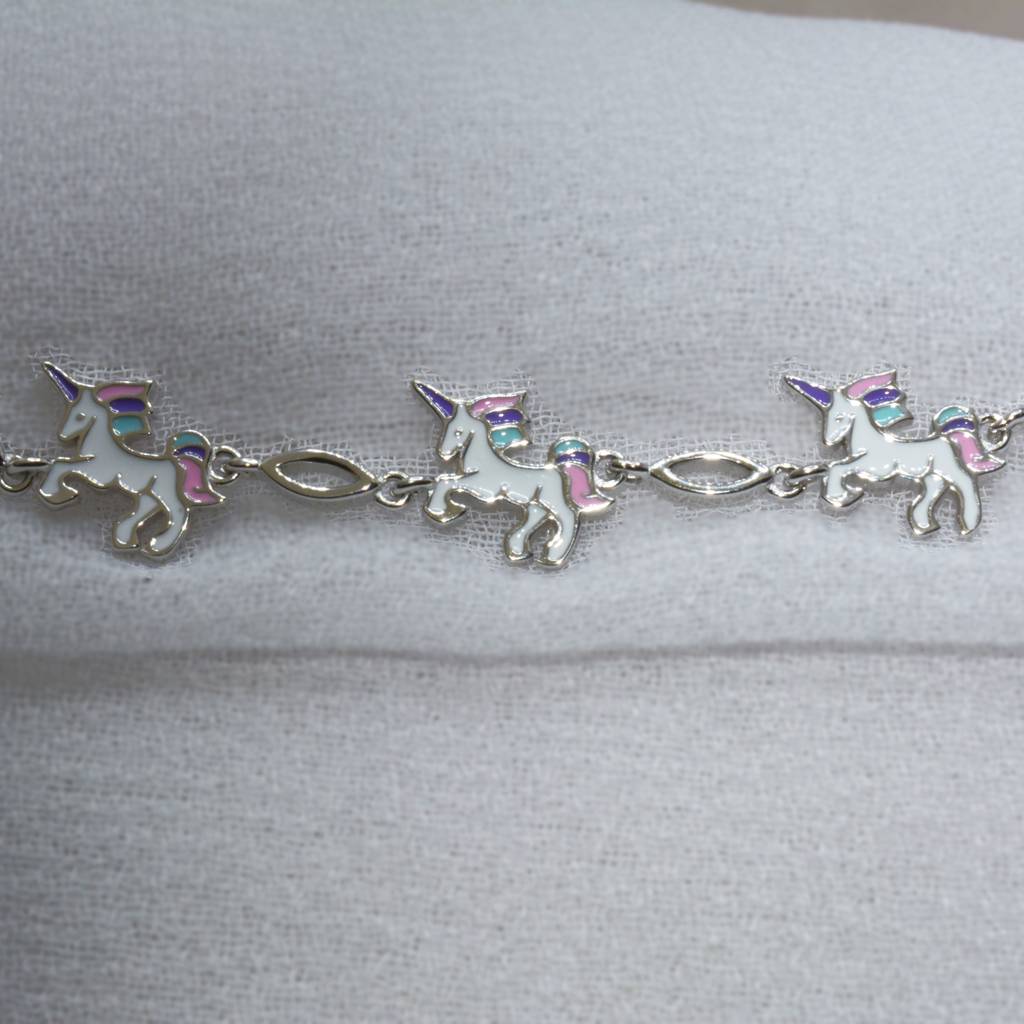 Whimsical Unicorn Charm Bracelet - 925 Silver Jewelry : 1291