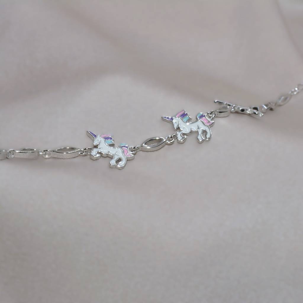 Whimsical Unicorn Charm Bracelet - 925 Silver Jewelry : 1291
