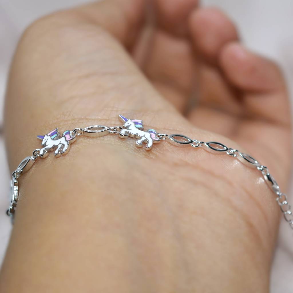 Whimsical Unicorn Charm Bracelet - 925 Silver Jewelry : 1291