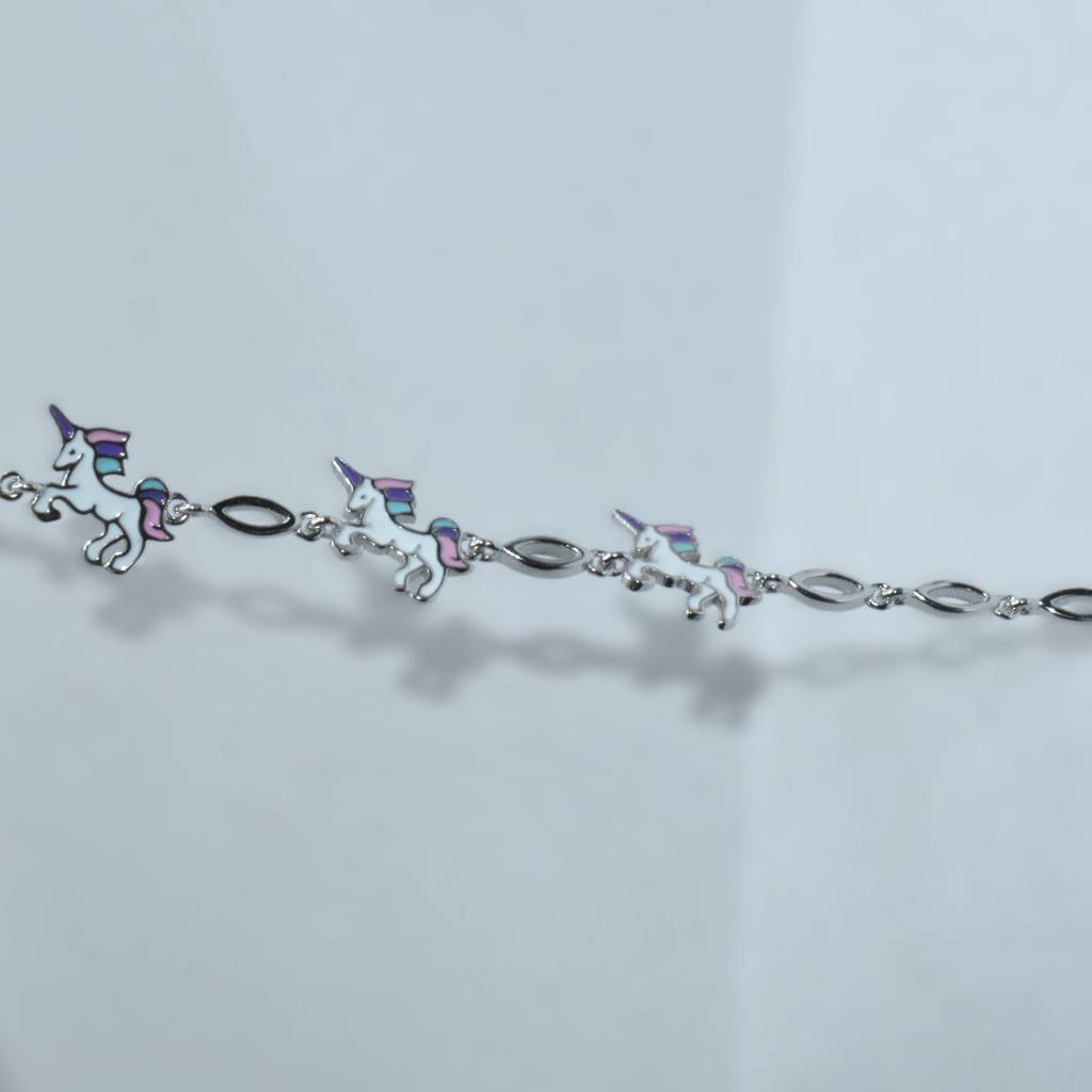 Whimsical Unicorn Charm Bracelet - 925 Silver Jewelry : 1291