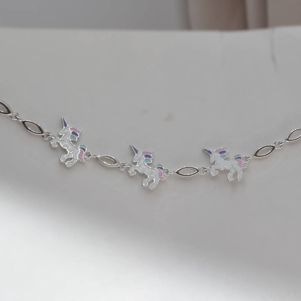Whimsical Unicorn Charm Bracelet - 925 Silver Jewelry : 1291