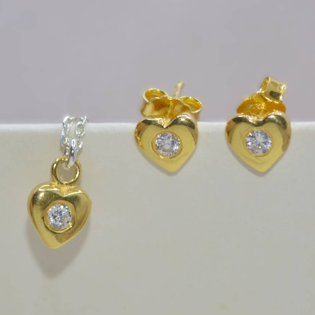 Delicate Golden Heart Necklace Set For Teens - 925 Silver Jewelry : 1292