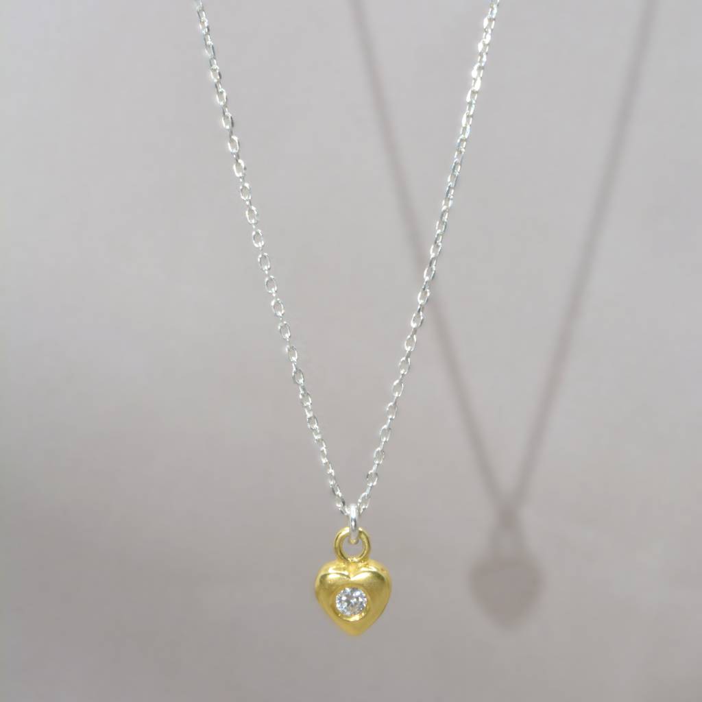 Delicate Golden Heart Necklace Set For Teens - 925 Silver Jewelry : 1292