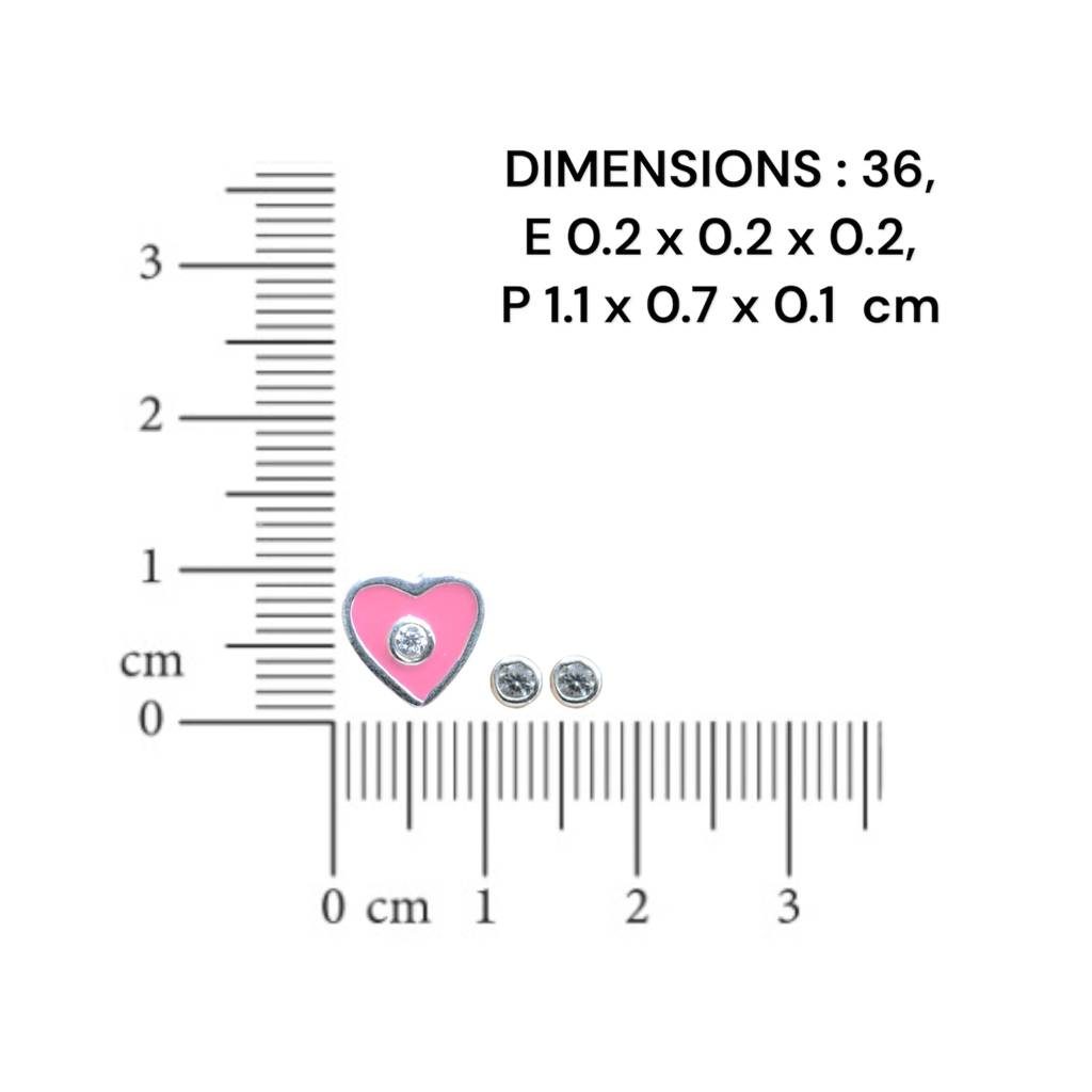 Delicate Pink Heart Necklace Set For Teens - 925 Silver Jewelry : 1293