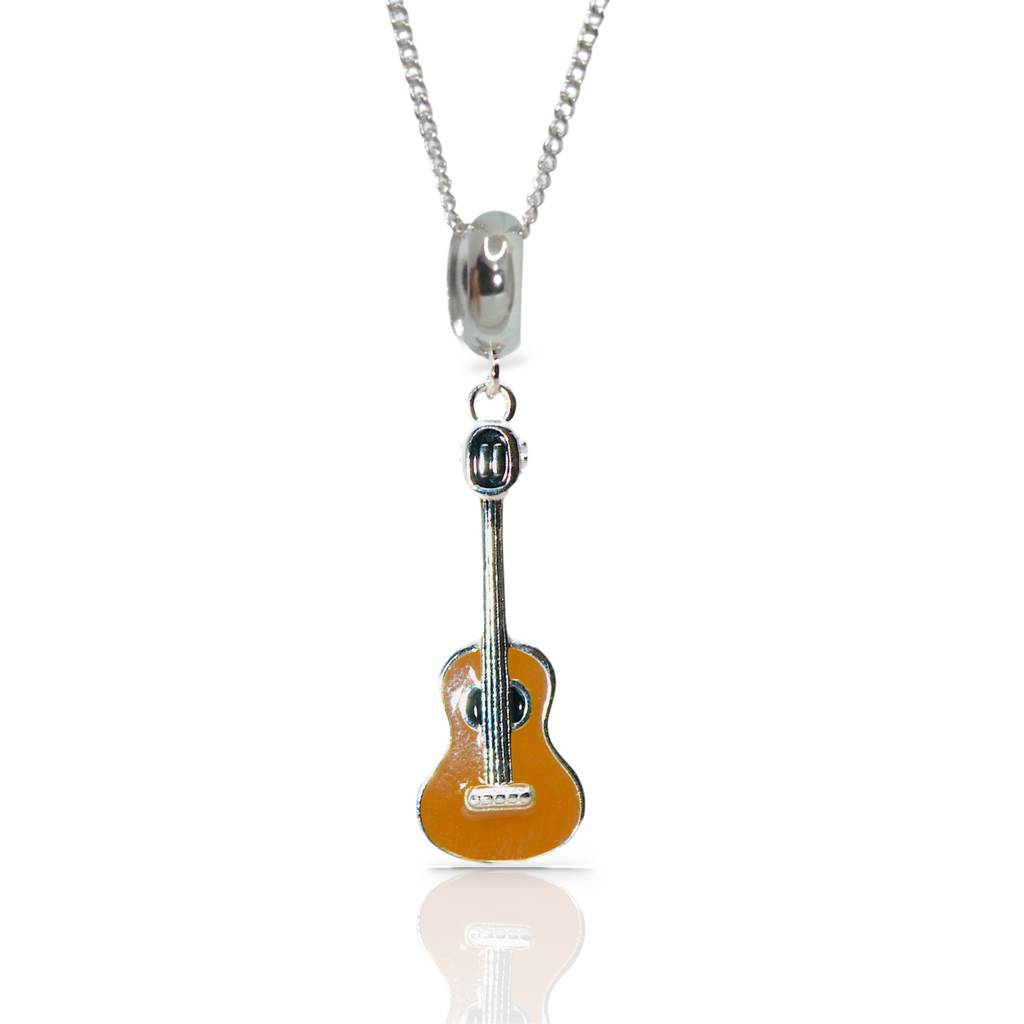 Acoustic Guitar Charm Pendant - 925 Silver Jewelry : 1295