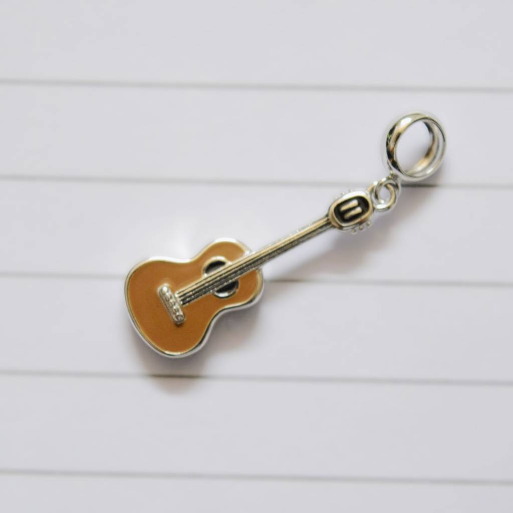 Acoustic Guitar Charm Pendant - 925 Silver Jewelry : 1295