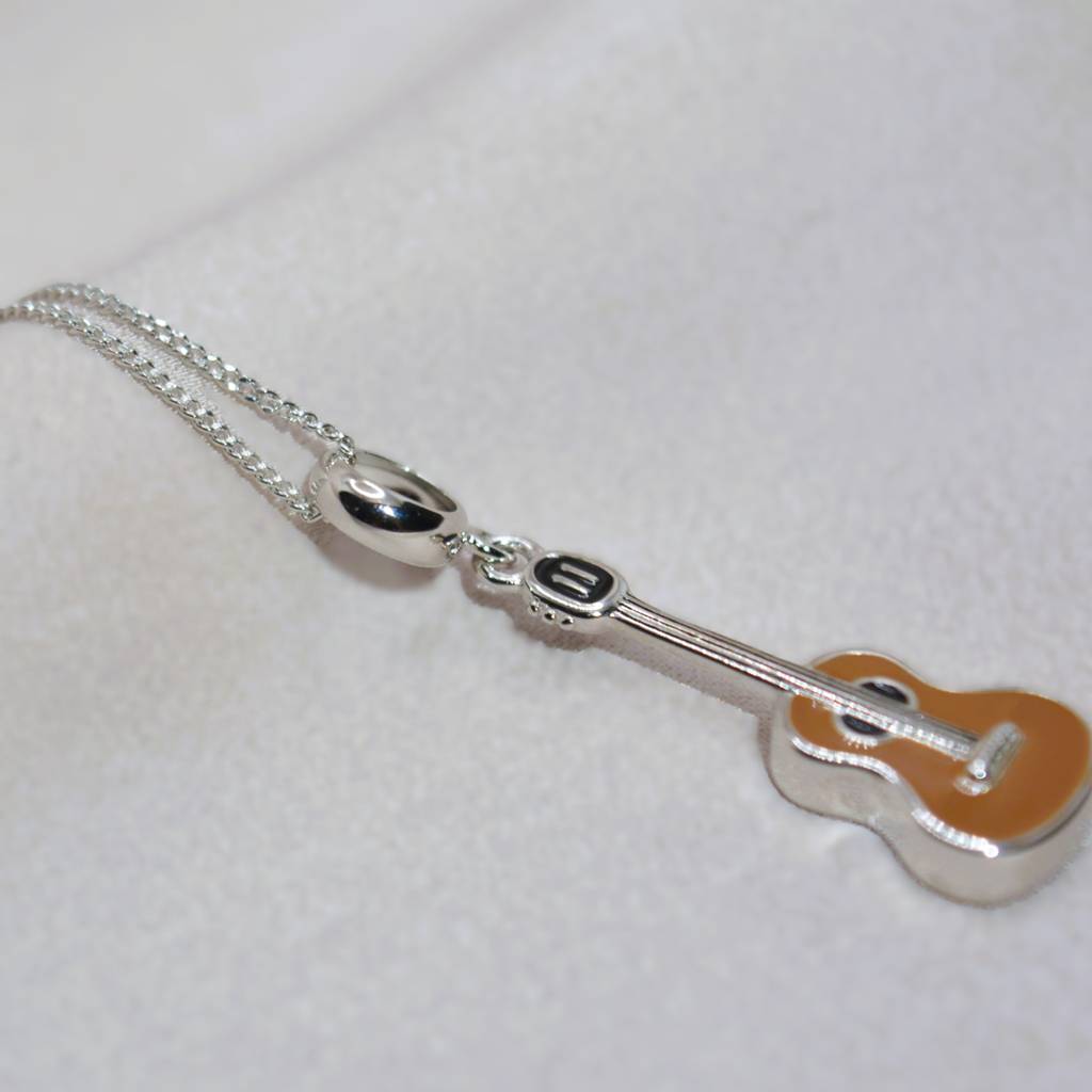 Acoustic Guitar Charm Pendant - 925 Silver Jewelry : 1295