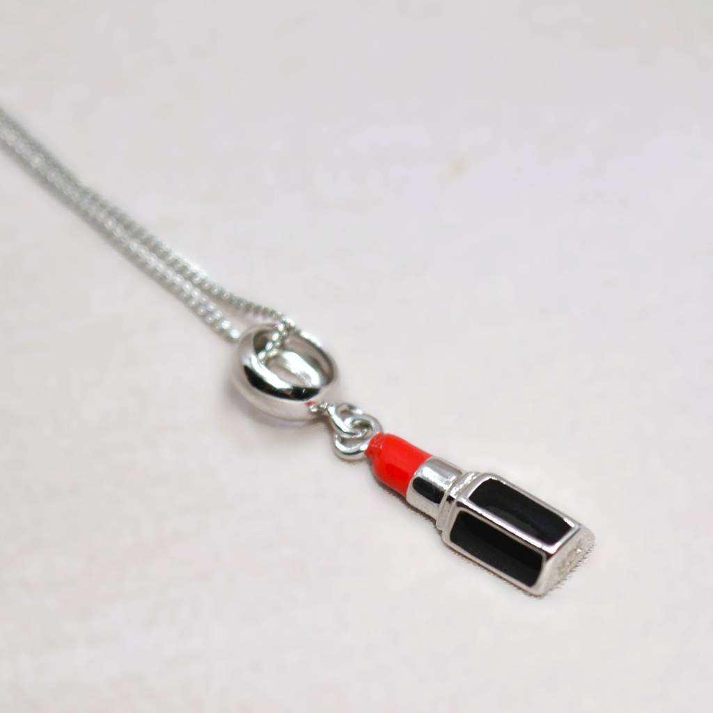 Lipstick Charm Pendant - 925 Silver Jewelry : 1296