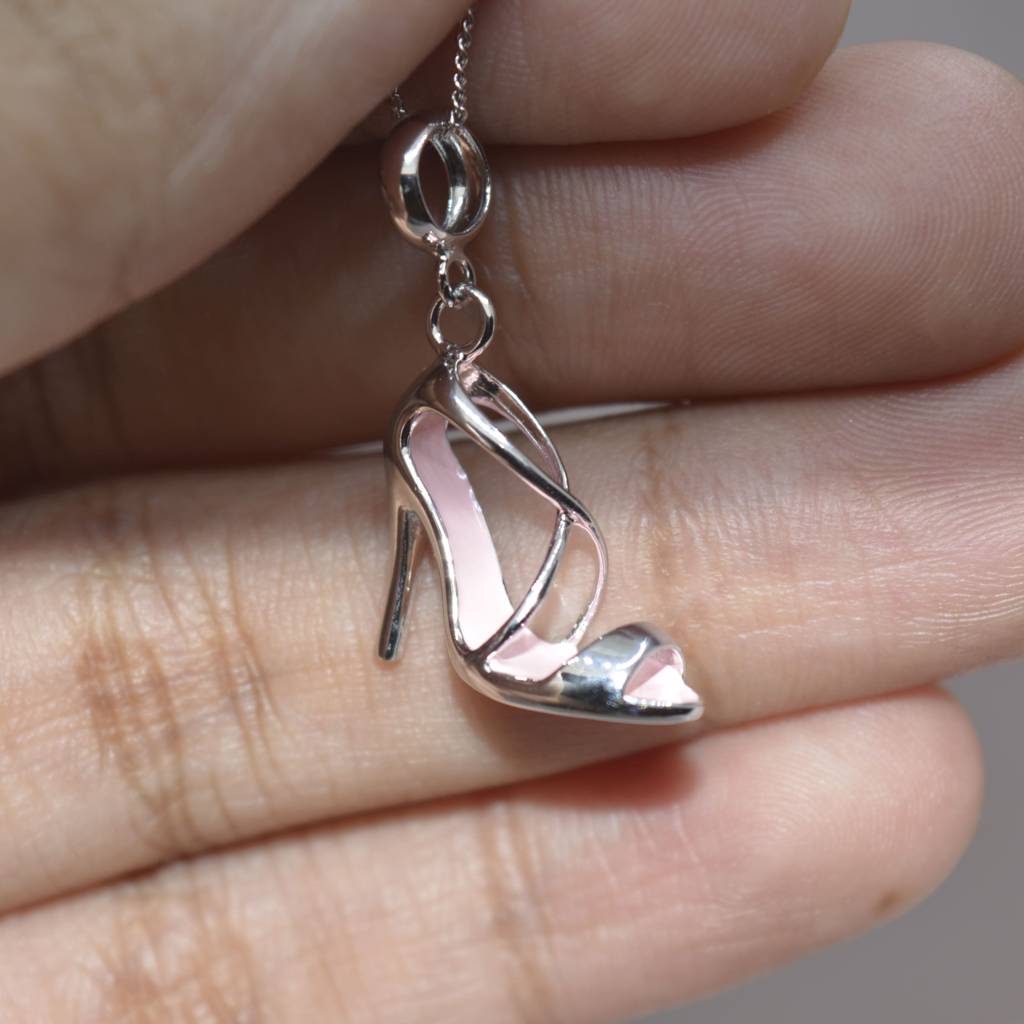 Sleek Metallic Stiletto Shoe - 925 Silver Jewelry : 1297