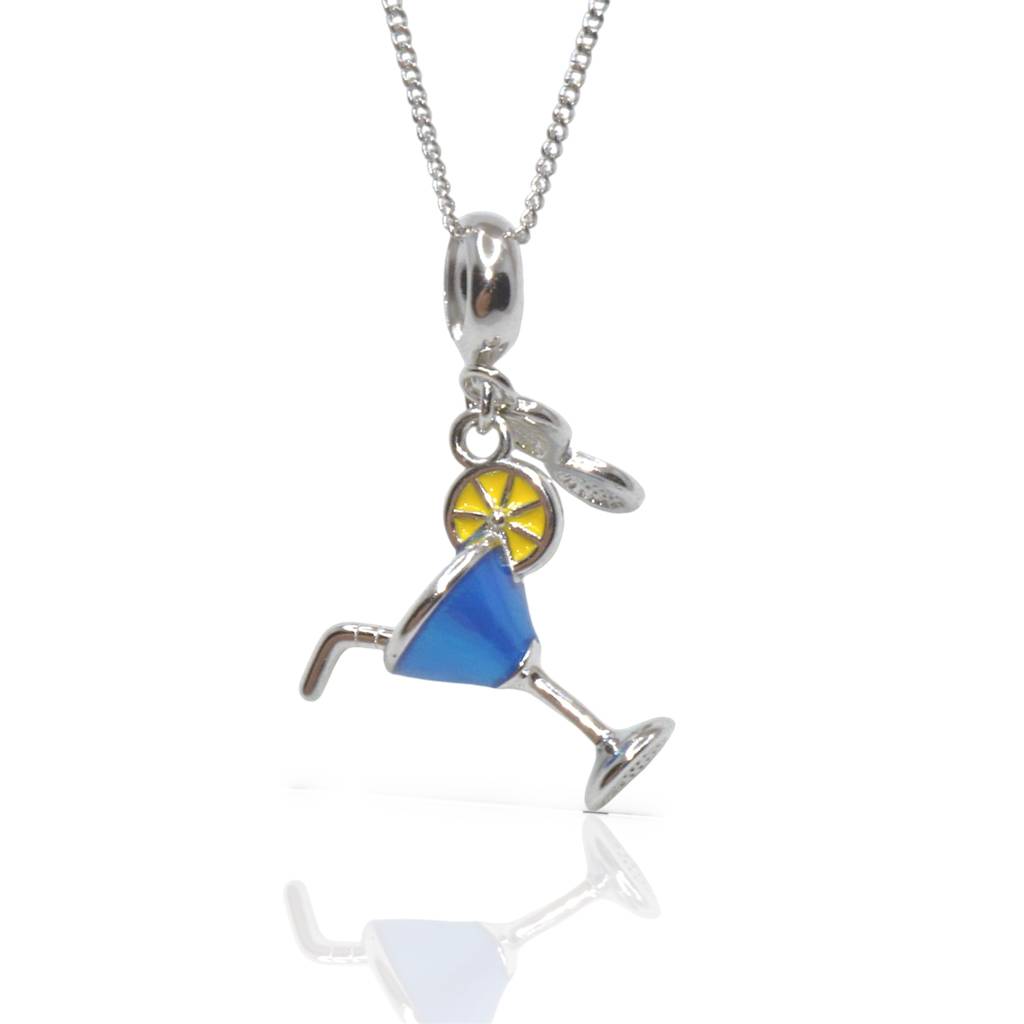 Cocktail Glass Charm Pendant - 925 Silver Jewelry : 1298