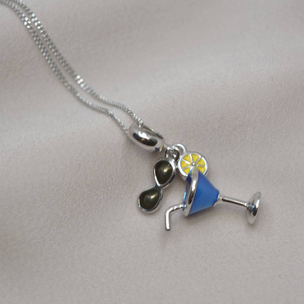 Cocktail Glass Charm Pendant - 925 Silver Jewelry : 1298