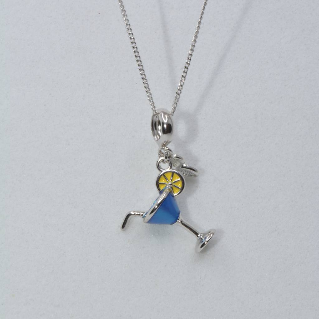 Cocktail Glass Charm Pendant - 925 Silver Jewelry : 1298