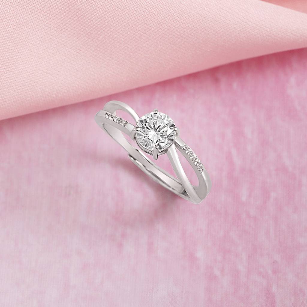 Twisted Solitaire 925 Silver Ring (Adjustable) : RNG-40034