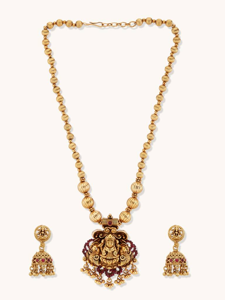 Antique Gold Temple Necklace Set : YI24A0121N