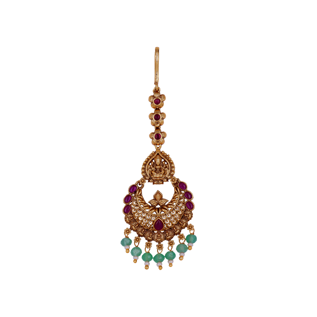 Divine Aura Temple Jewellery Maang Tikka For Weddings & Festive Wear : T-10