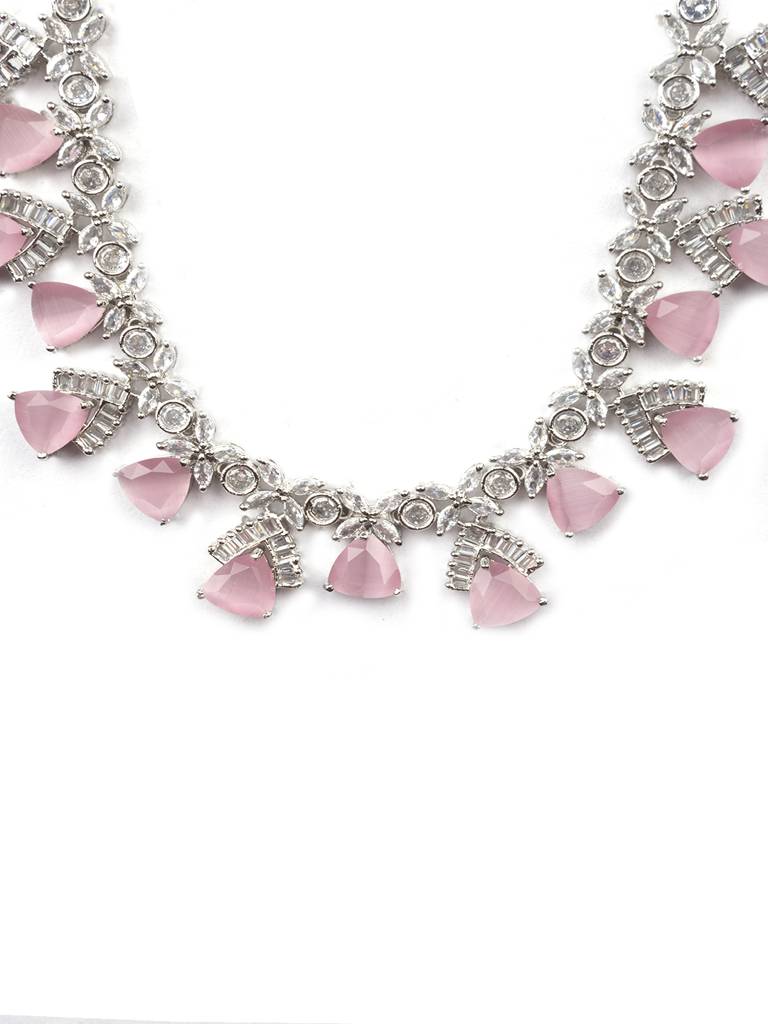 Cz Ad Necklace Set For Glamorous Lookâ : AD127PINK