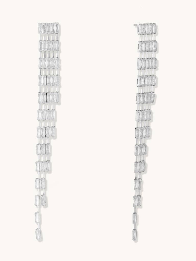 Cz Stone Silver Statement Earrings : YI24A0151E
