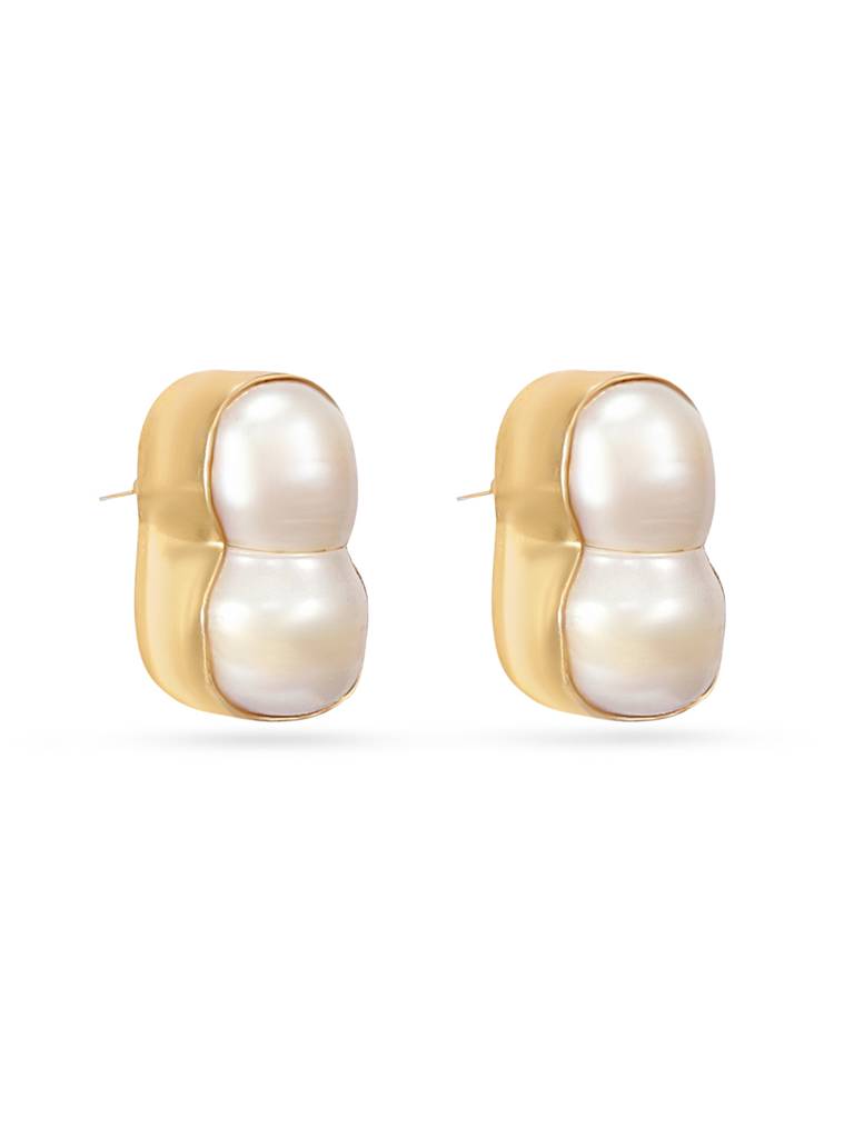 Pearl Studded Gold Stud Earrings : YI24A0045E