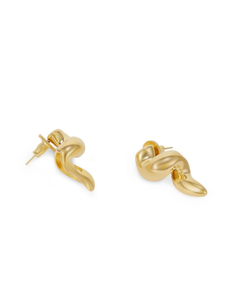 Minimalist Gold Curvy Stud Earrings : YI24A0059E