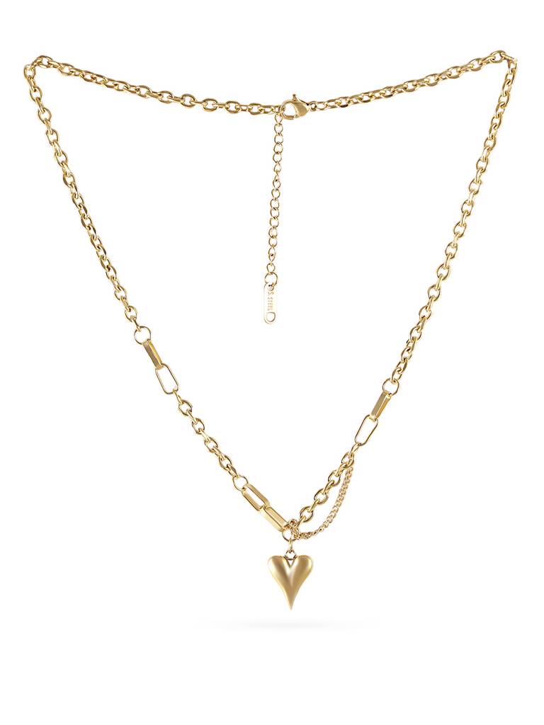 Gold Tone Heart Pendant Necklace : YI24A0087N
