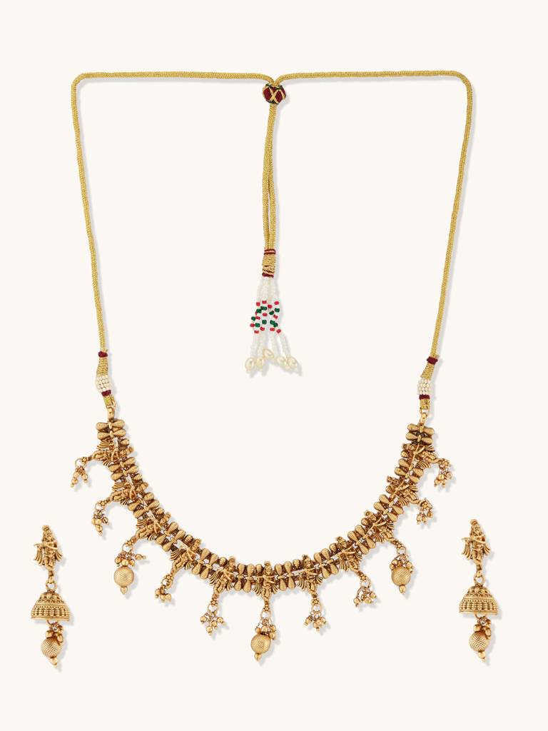 Stunning Gold Temple Necklace Set : YI24A0016N