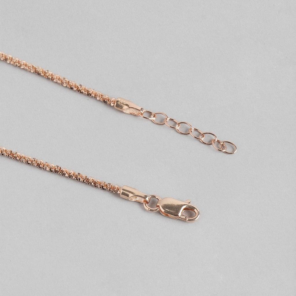 Sparkling Rose Gold Plated 925 Sterling Silver Chain Anklets : ANK-60151-PAIR