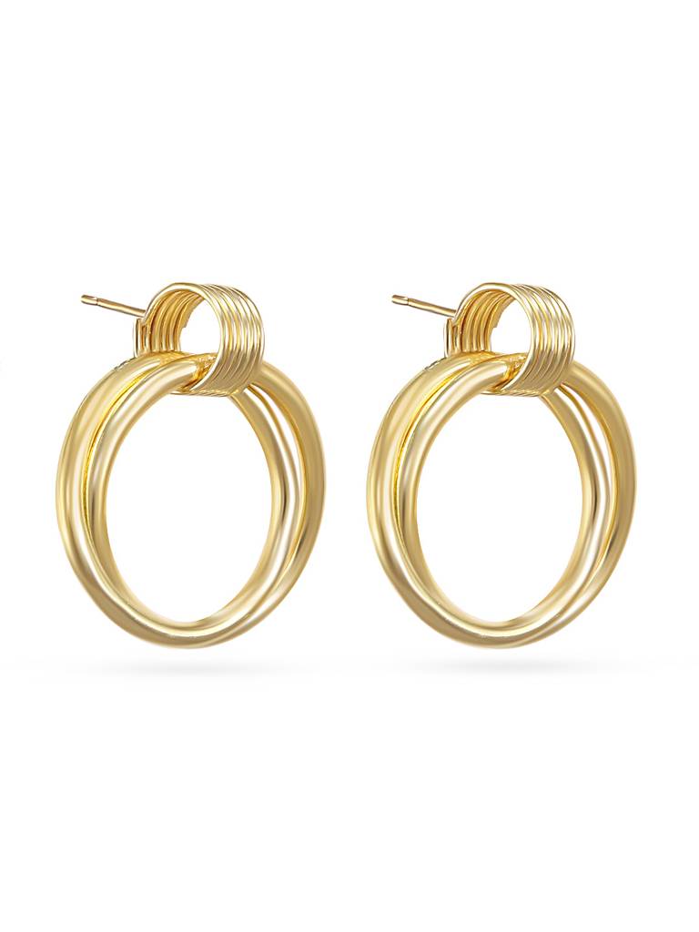 Golden Entangled Hoop Earrings : YI24A0060E