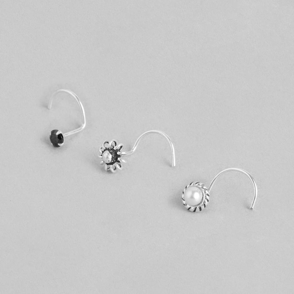 Set Of 7, 925 Sterling Silver Nose Pin Set : CNTH-10005