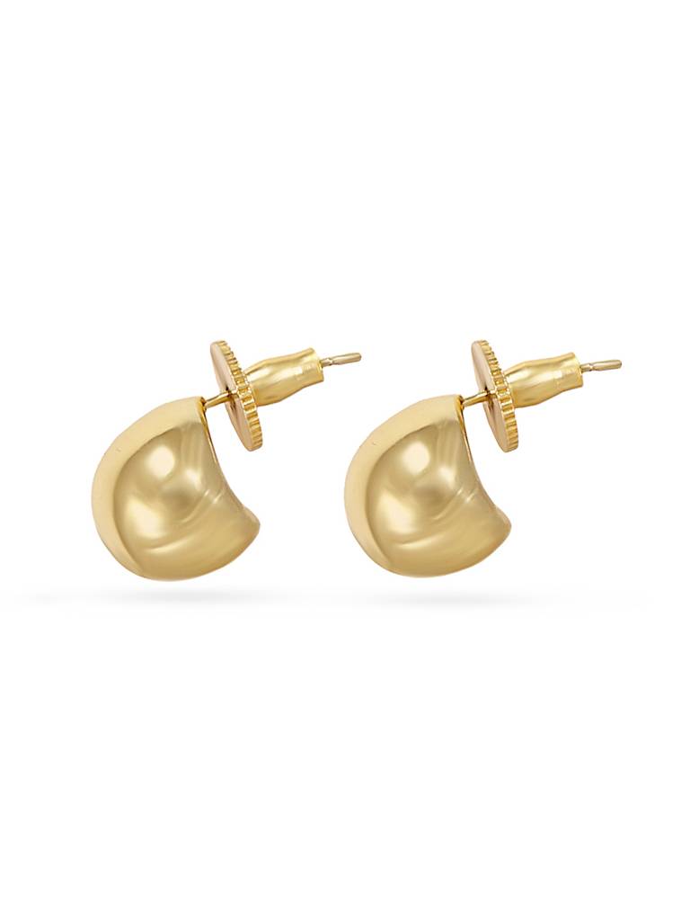 Minimalist Gold Round Shaped Stud Earrings : YI24A0056E