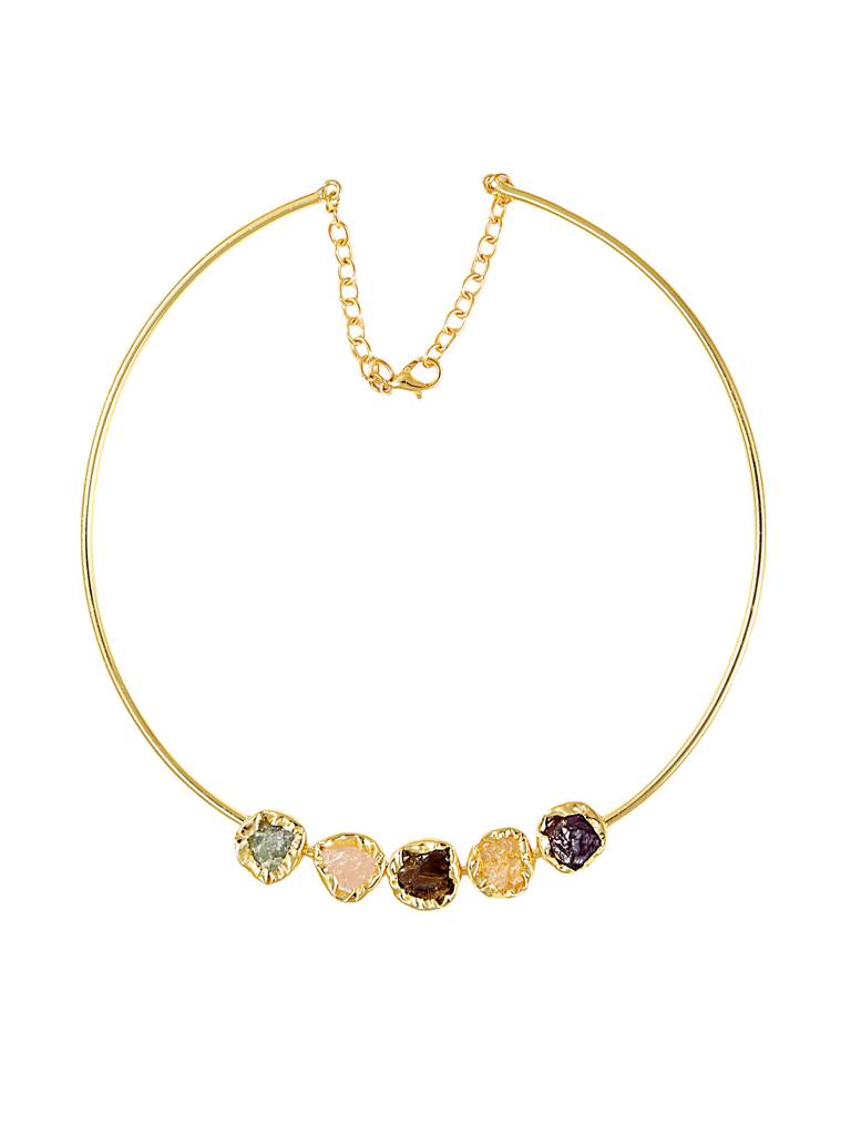 Multicolor Gemstone Choker Necklace : YI24A0069N