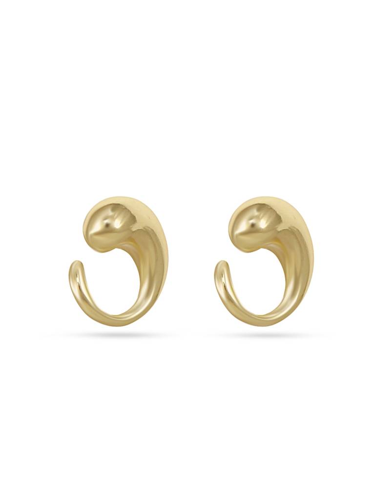 Gold Sculptural Swirl Stud Earrings : YI24A0051E
