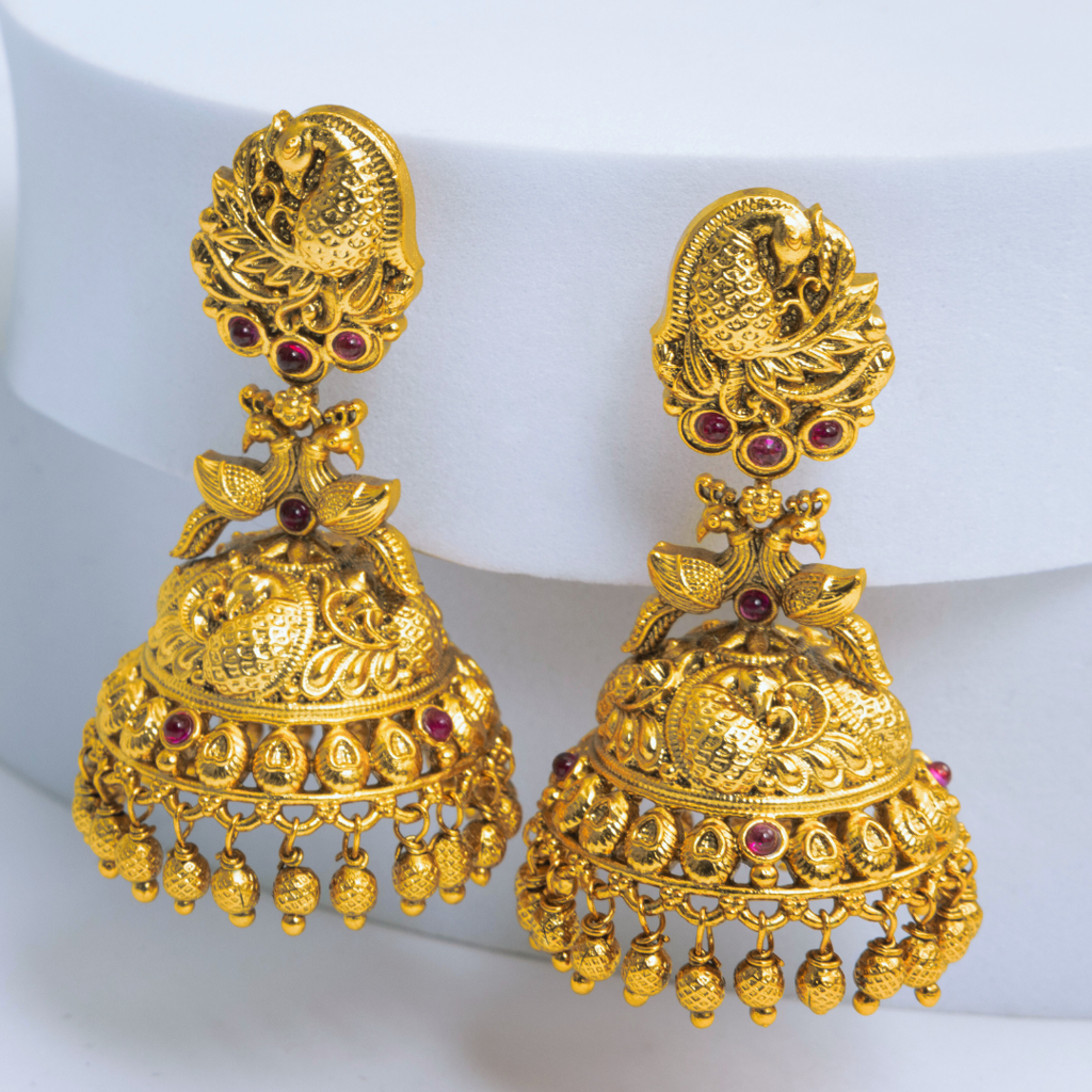 Antique Lakshmi Temple Jhumka Earrings For Traditional & Bridal Wear : R-1165