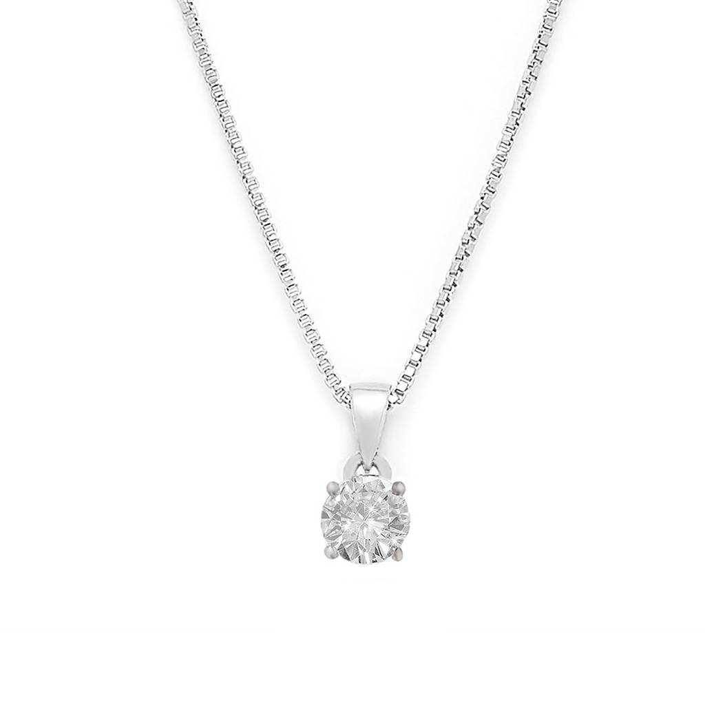 Solitaire 925 Silver Necklace Chain : PEN-30013-C