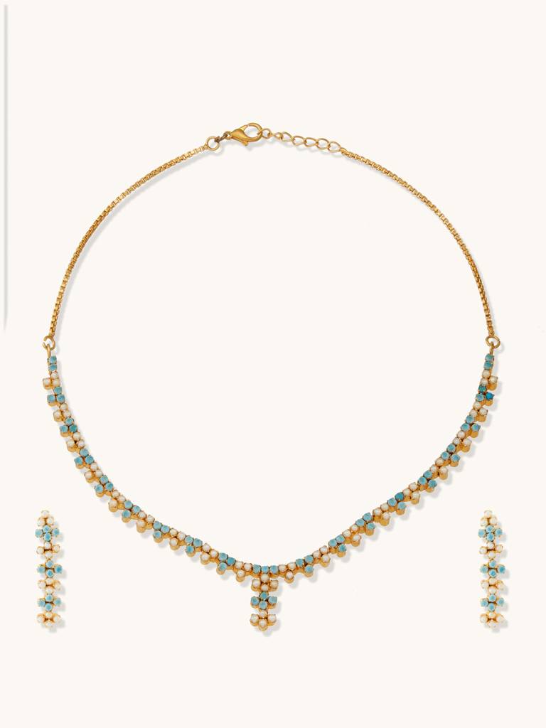 Turquoise And Pearl Necklace Set : YI24A0014N