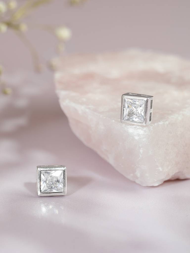 925 Sterling Silver Tops Square Bezel : AVER10006