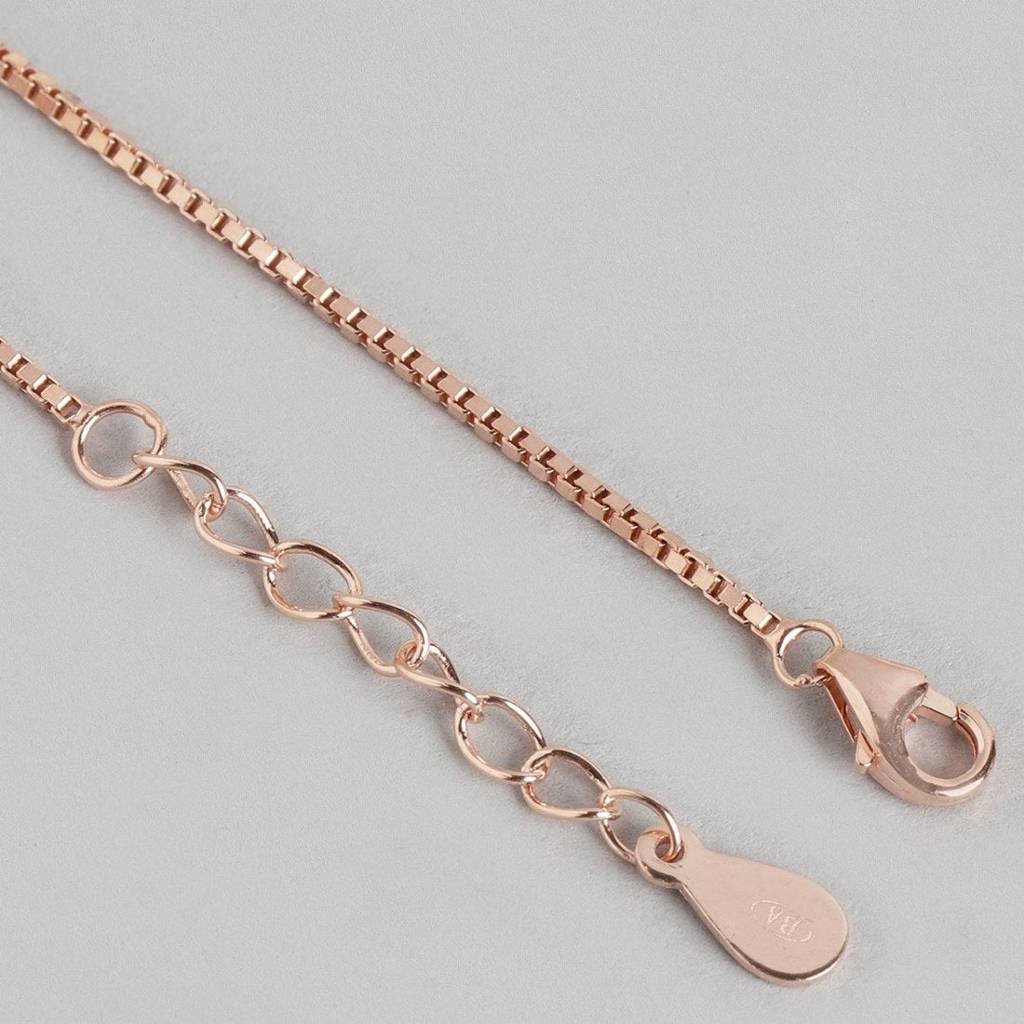 Heart Cubic Zirconia Rose Gold Plated 925 Sterling Silver Anklet : ANK-60329-PAIR-RG