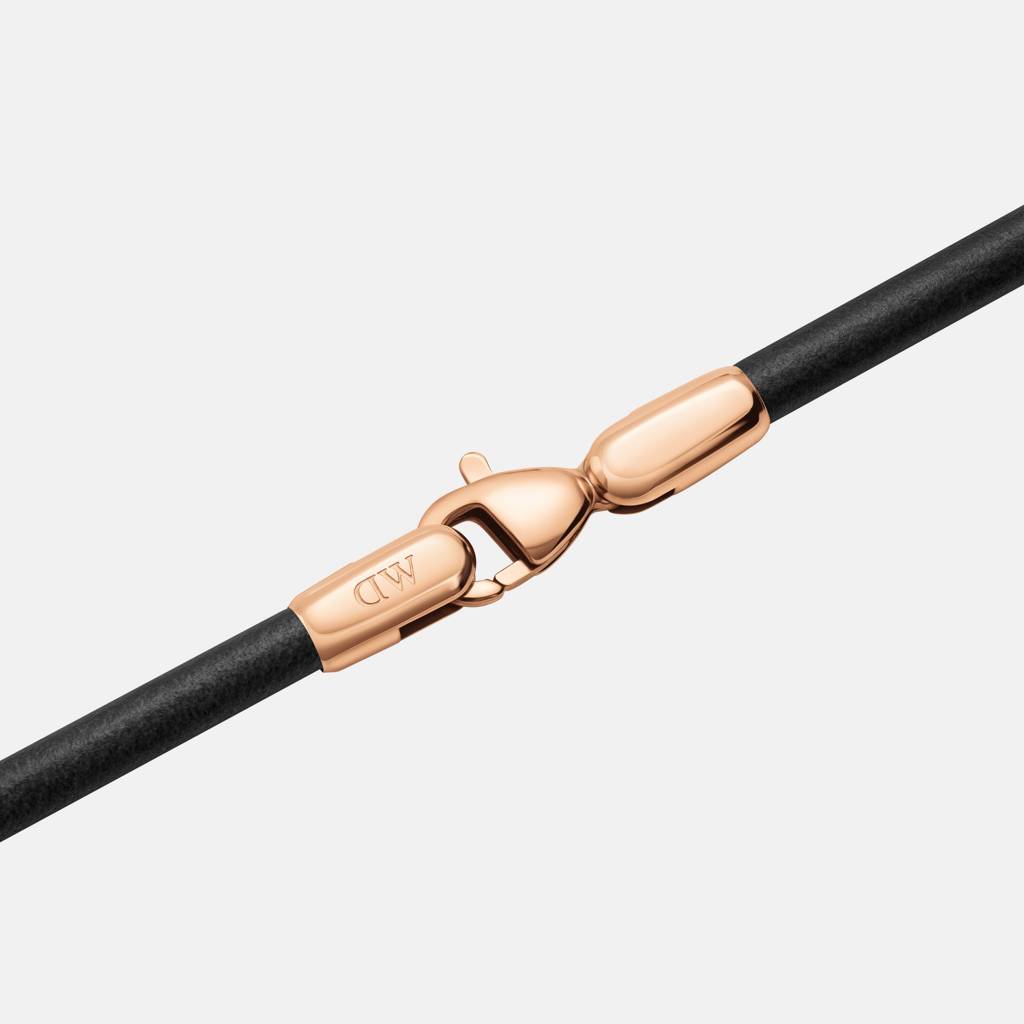 Daniel Wellington Leather Black Leather- Rose Gold Unisex Bracelet : DW00400714