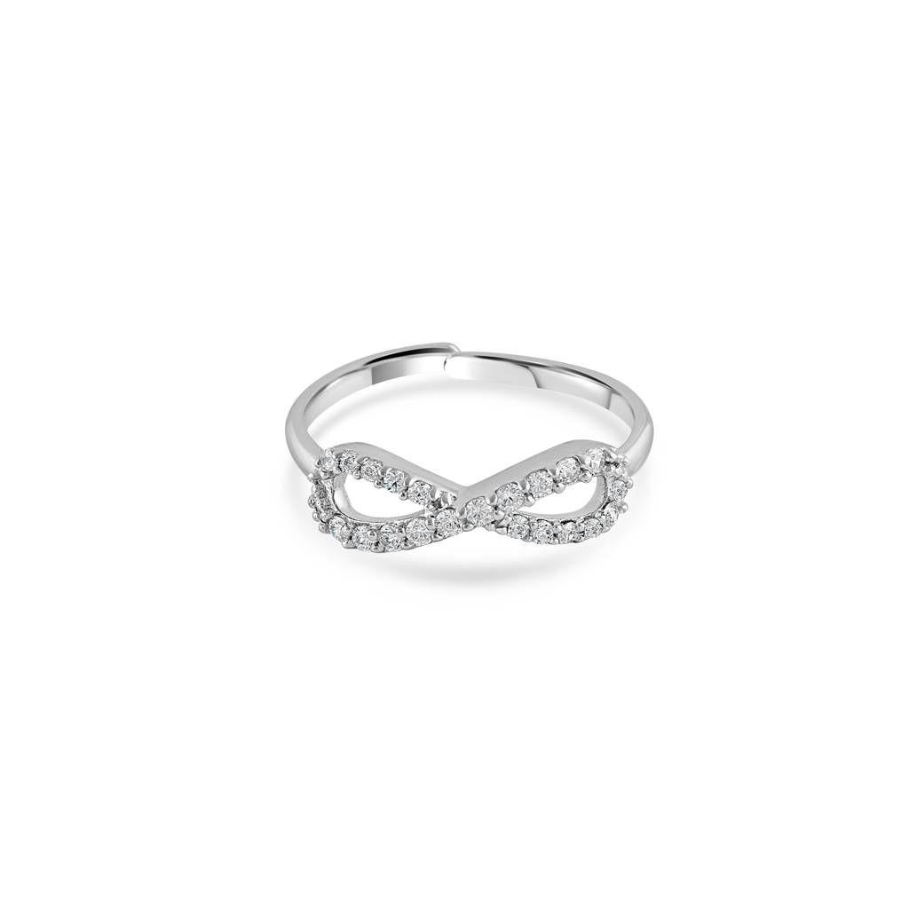 925 Sterling Silver Infinity Symbol Ring With Cubic Zirconia Accents : RJSPRG43